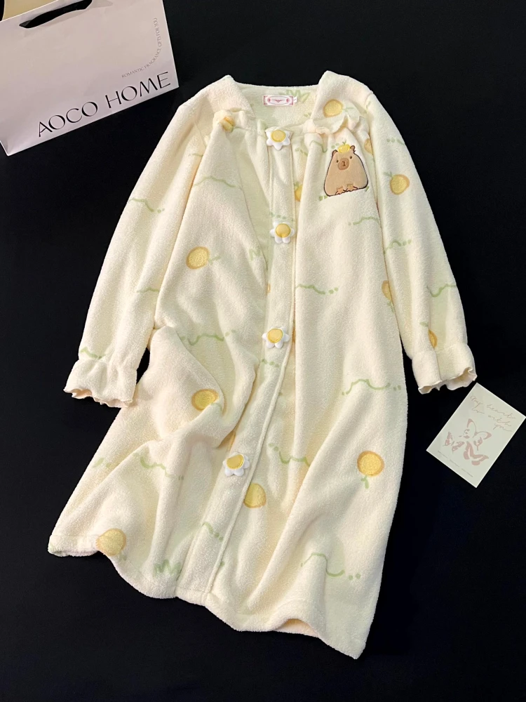 Пижамы ночная рубашка женская осенне-зимняя пижама больших размеров утепленная