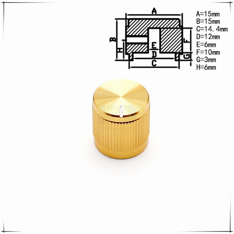 

Полностью алюминиевая тянутая прочная ручка потенциометра, колпачок ручки потенциометра EC11/12, колпачок ручки кодировщика, круглое отверстие 6 мм, 2 шт., 15 х15 мм