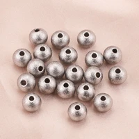 20pcs 4568mm dull polish spacer stainless steel frosted round seed matte beads for diy necklace bracelet jewelry making bead