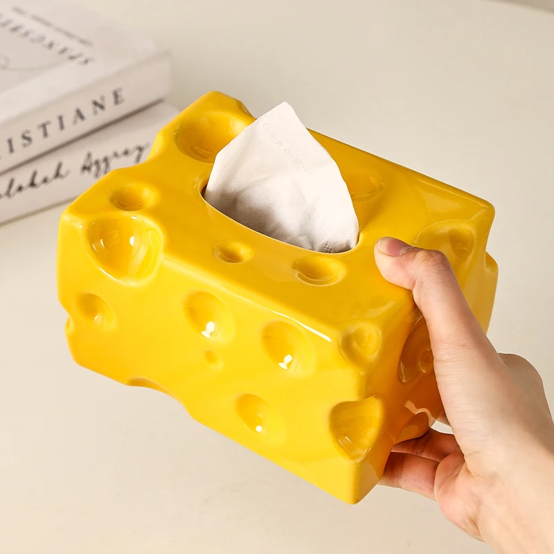 

Creative cheese tissue box paper box luxury living room coffee table ceramic napkin box desktop paper box ornaments