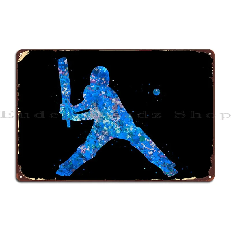 

Cricket Player Blue Art Metal Sign Pub Funny Cave Designer Garage Tin Sign Poster