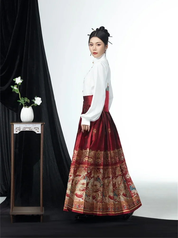 Оригинальная юбка Hanfu Dragon Mamianqun с китайским лунным новогодним драконом 2024 тканая