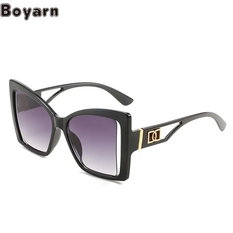 

Boyarn New Cat Eye Sunglasses Steampunk Personality Large Frame Pc Hollow Out Glasses Shades Identical Ins Sunglass