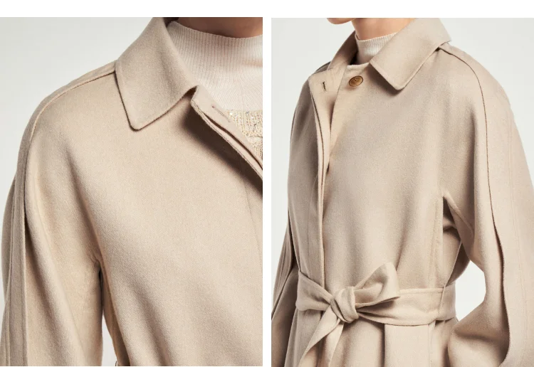 Роскошное легкое осенне-зимнее женское пальто из овечьей шерсти серое