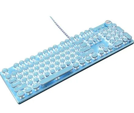 

Girl's Pink Real Mechanical Keyboard Green Axis Punk Retro Round Keys Chocolate Office Typing Gaming Keyboard Wired Keyboard