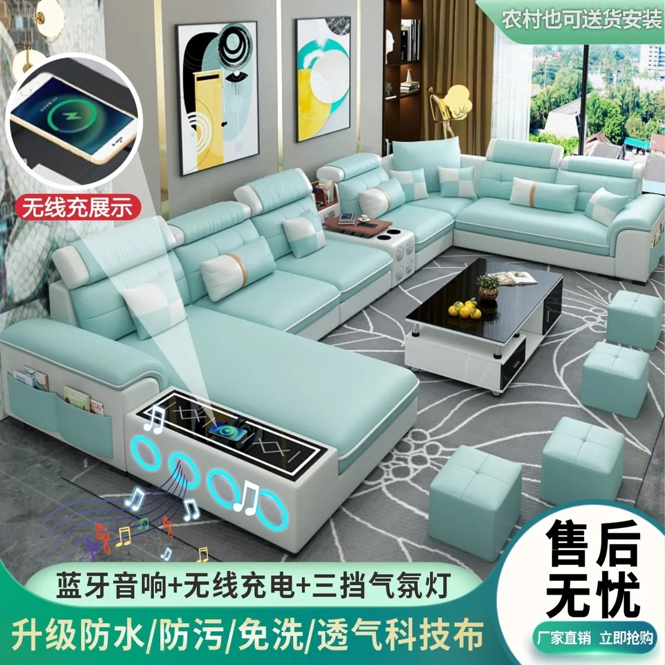 Диван Тканевый современный простой большой средний и маленький для дома мебель