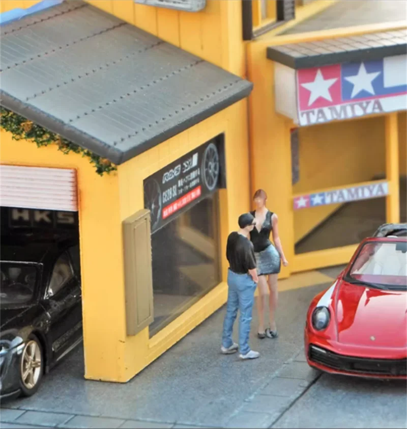 1:64 Масштаб Модель 1 шт. мужчины из смолы с короткими рукавами и солнцезащитными