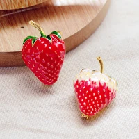 red strawberry personality fruit woman brooch collar pin white pin backpack decorative metal enamel pin brooch gift wholesale
