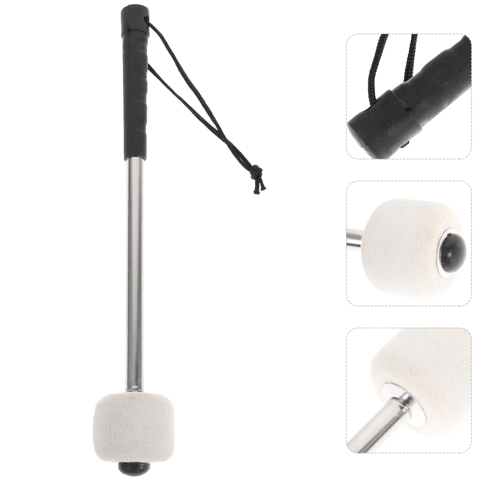 

Bass Drum Beater Wool Felt Stainless Steel Handle Percussion Instrument Accessories Parts
