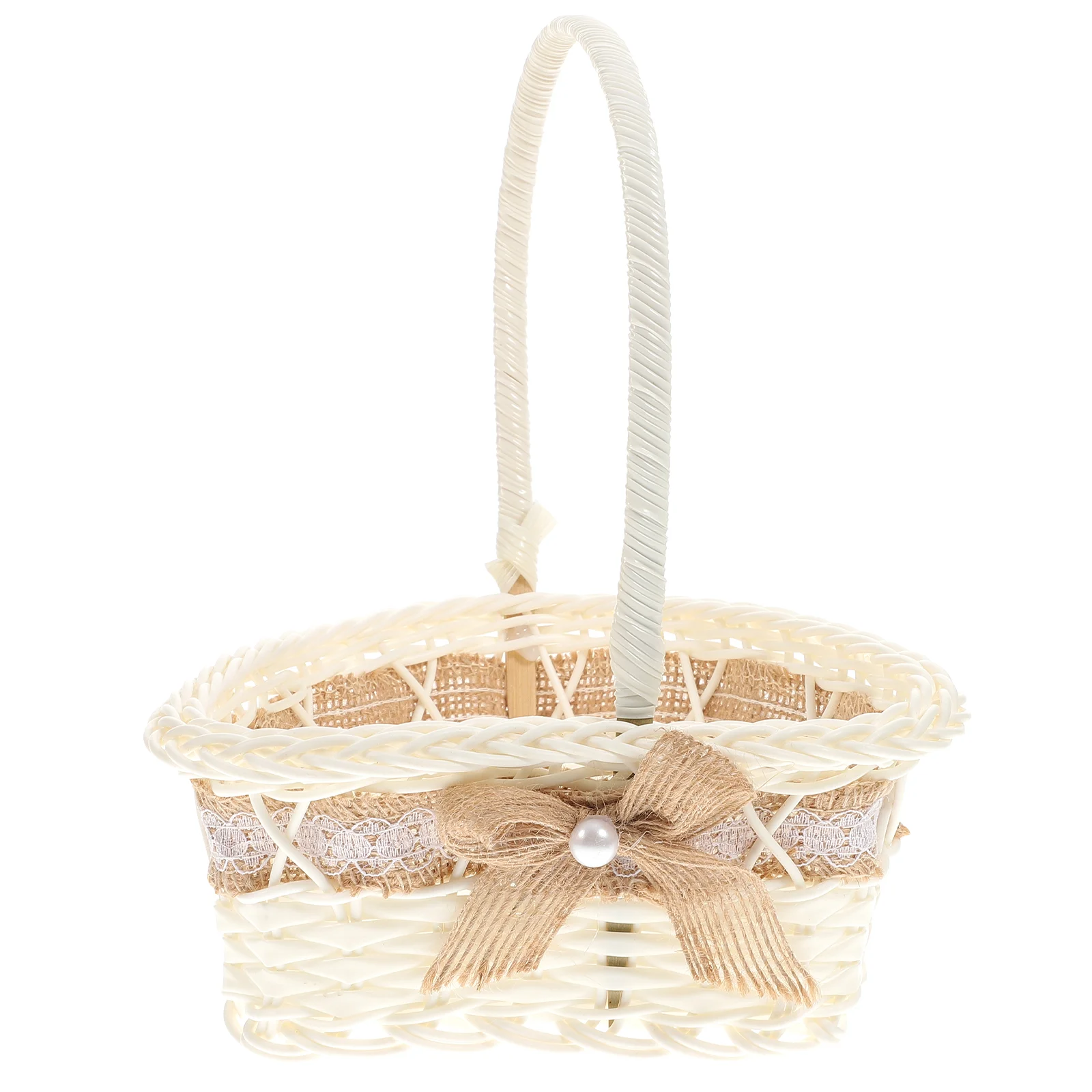 

Basket Flower Wedding Gift Jute Girl Lace Baskets Burlap Busket Container Rustic Farmhouse Ceremony Handle Handles Bridal Bucket