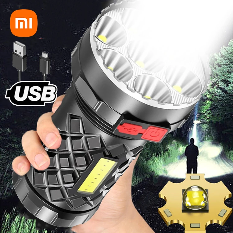 

Светодиодные фонарики XIAOMI высокой мощности, перезаряжаемые фонарики с COB матрицей, тактический мощный военный уличный фонарь