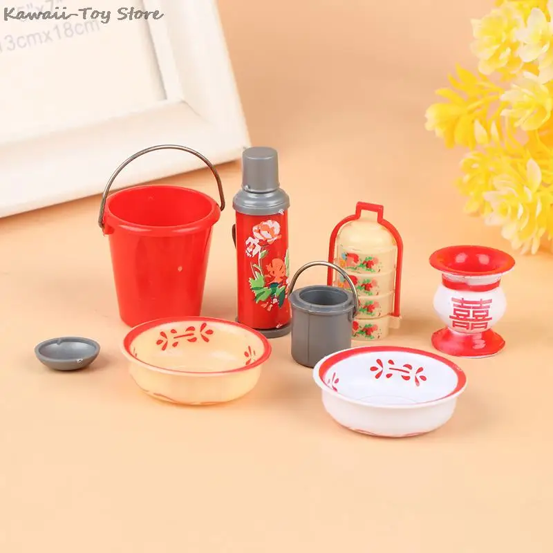 

1:12 Dollhouse Miniatures Metal Washtub With Washboard Wash Basin Laundry Tub Foot Bucket For Home Furniture Bathroom Supplies