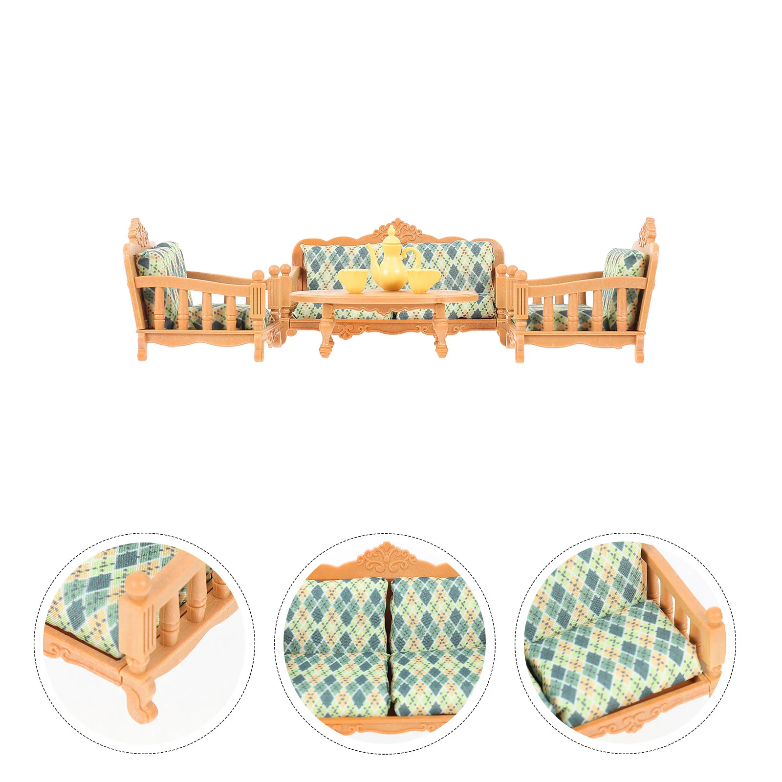 

Dollhouse Furniture Sofa Mini Miniature Table Model House Accessories Couch Room Decor Set Doll Landscape Chairs Ornament Micro