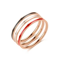 minimalist 1mm stainless steel three color enamel ring female popular all match rose gold stackable ring