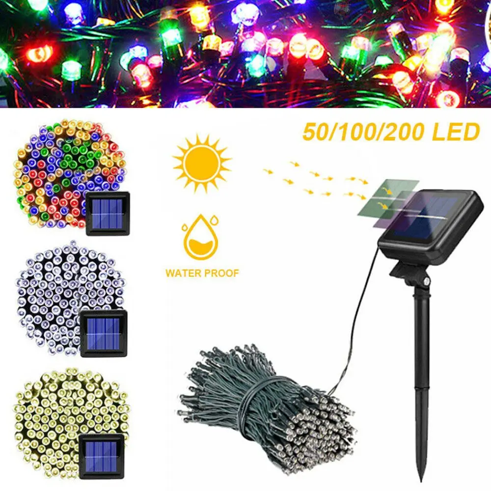 

50 100 200 LED SOLAR GARDEN FAIRY LIGHT WATERPROOF WEDDING PARTY STRING LIGHTS