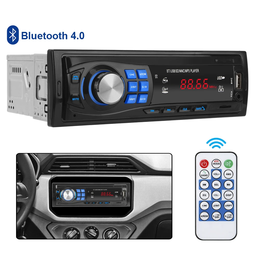 

Автомагнитола аудио FM SD MMC MP3-плеер TF USB AUX поддержка Bluetooth 4,0 стерео In-dash EQ Функция протектор памяти автозапчасти