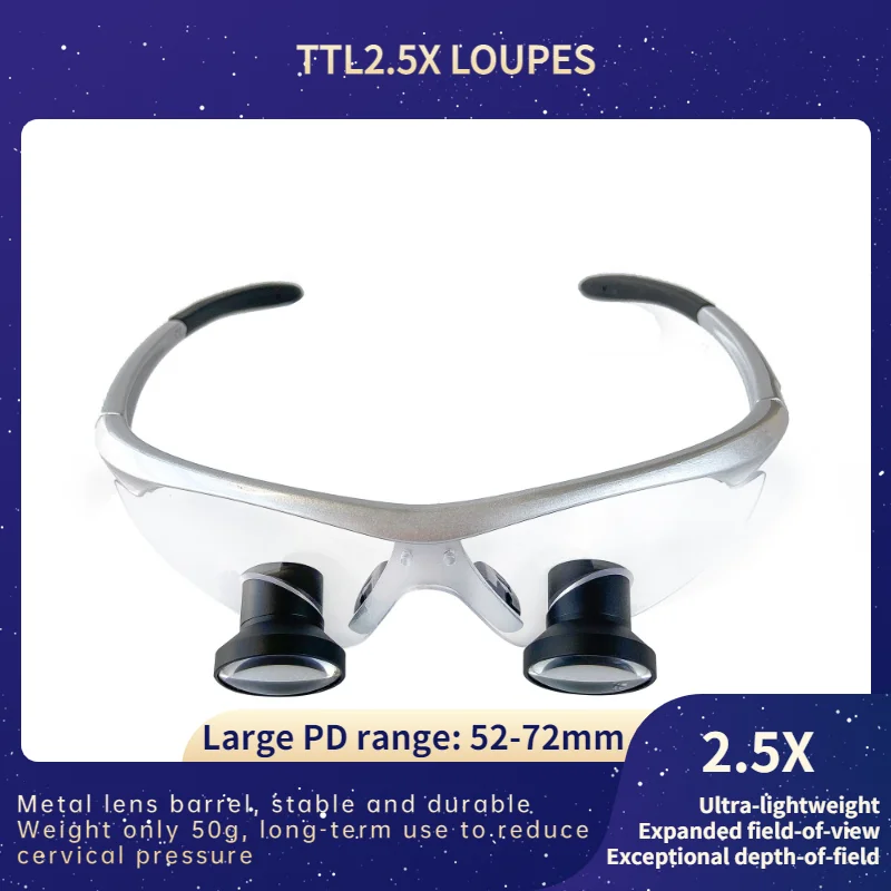 

Customized 2.5X Loupes Through The Lens Dental Surgery Operation TTL Magnifier Different Large PD Wide Working Distance(TTL2.5X)