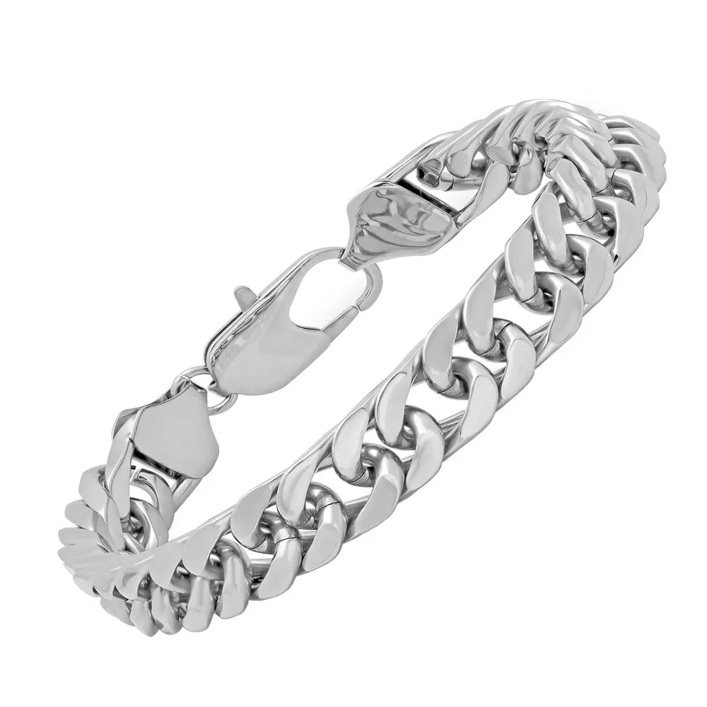

Mens Silver-Tone Stainless Steel Curb Link Bracelet