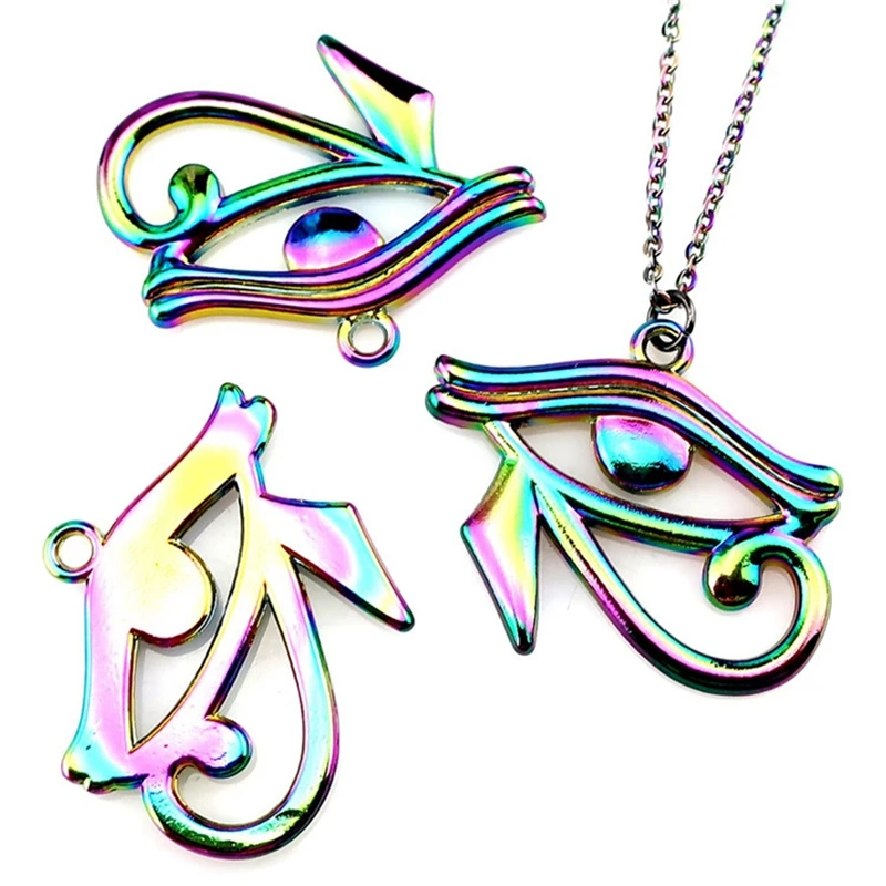 

5pcs/Lot Cutout Devil's Eye Rainbow Color Charms Alloy Turkish Fatima Eye Metal Pendant For Jewellery Handmade Crafts Wholesale