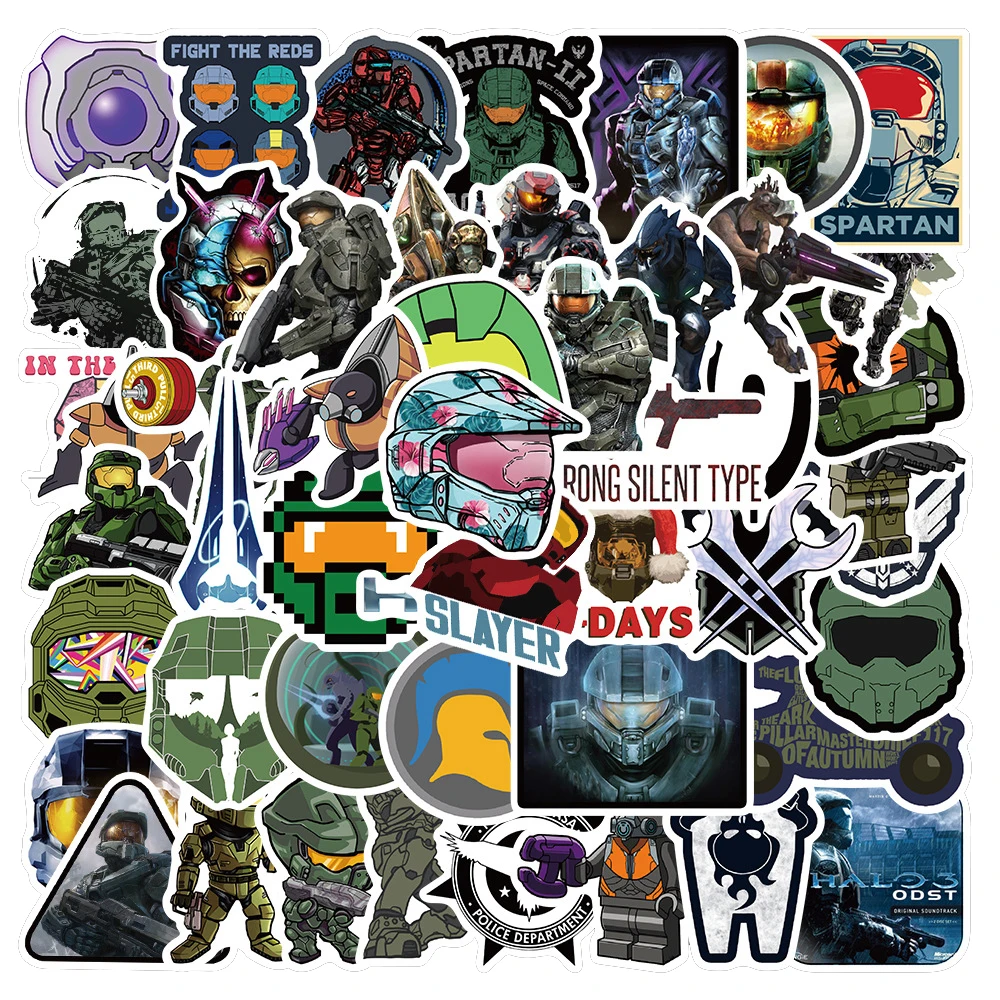 10/30/50PCS Cartoon Shooting Game Halo Halo Doodle Sticker Bike Skateboard Car Helmet Laptop Computer Wholesale