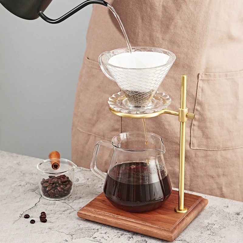 

Латунная стойка для фильтров для кофе с деревянной основой, подарки для любителей кофе, Y5GB