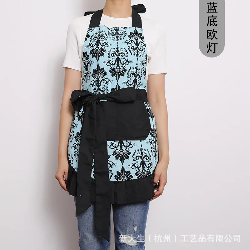 

Morning Glory Parent-Child Apron with Pockets Cotton Hanging Neck Bib Aprons