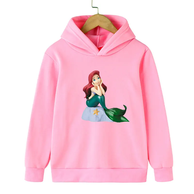 

Harajuku Mermaid Girl Hoodies Beauty Ariel Princess 3D Printing Children's Sweatshirts Disney Series Cartoon Casual Hooded Tops