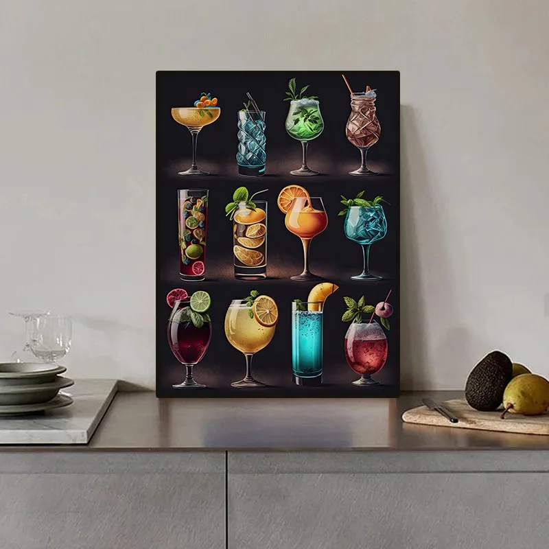 Современный постер для напитков коктейлей вина кофе мартини и Мохито Картина на