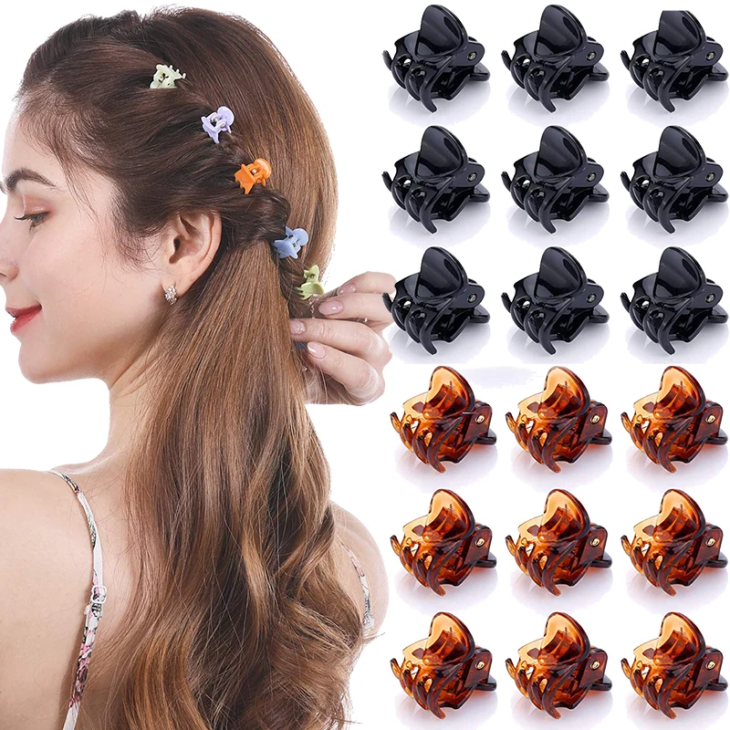 

10 шт., разноцветные пластиковые мини-заколки для волос