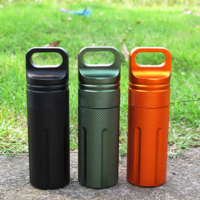 

Camping Survival Waterproof Pill Box Case Container Aluminum Medicine Bottle Outdoor Emergency Gear Tool Mini EDC Box