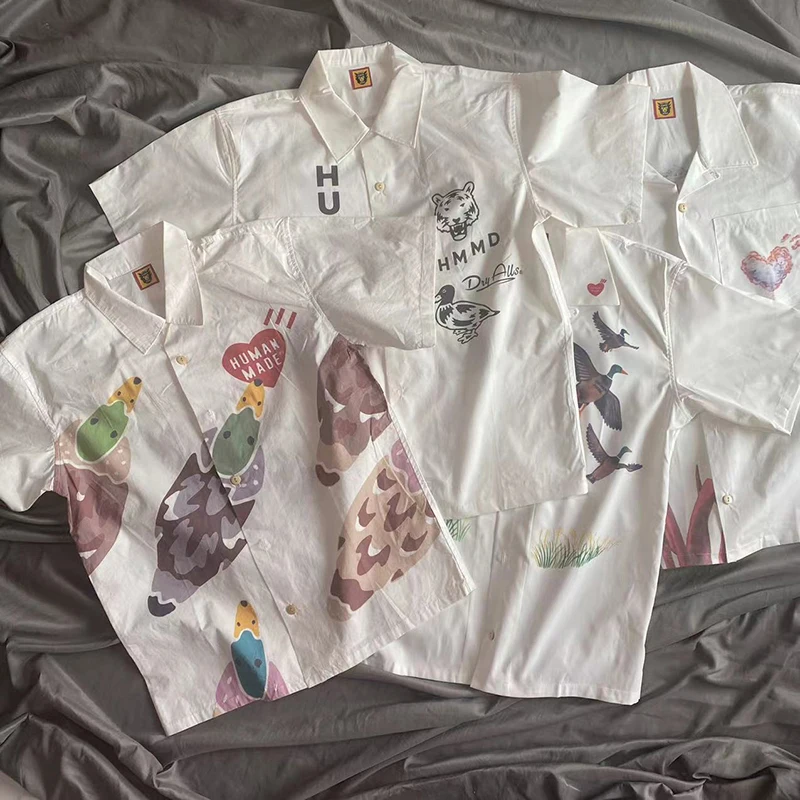 Human Made Shirt Men Women 1:1 Green Head Duck Print HUMAN MADE Oversize Hawaii Shirt