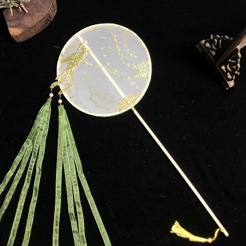 

Antique court Hanfu fan diy embroidery butterfly flower ribbon tassel fan