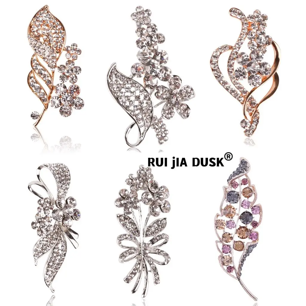

RUI JIA DUSK Luxury Handmade Diamond Brooch Rhinestone Flower Brooch Anti-glare Suit Brooch Collar Pin Women's Jewelry