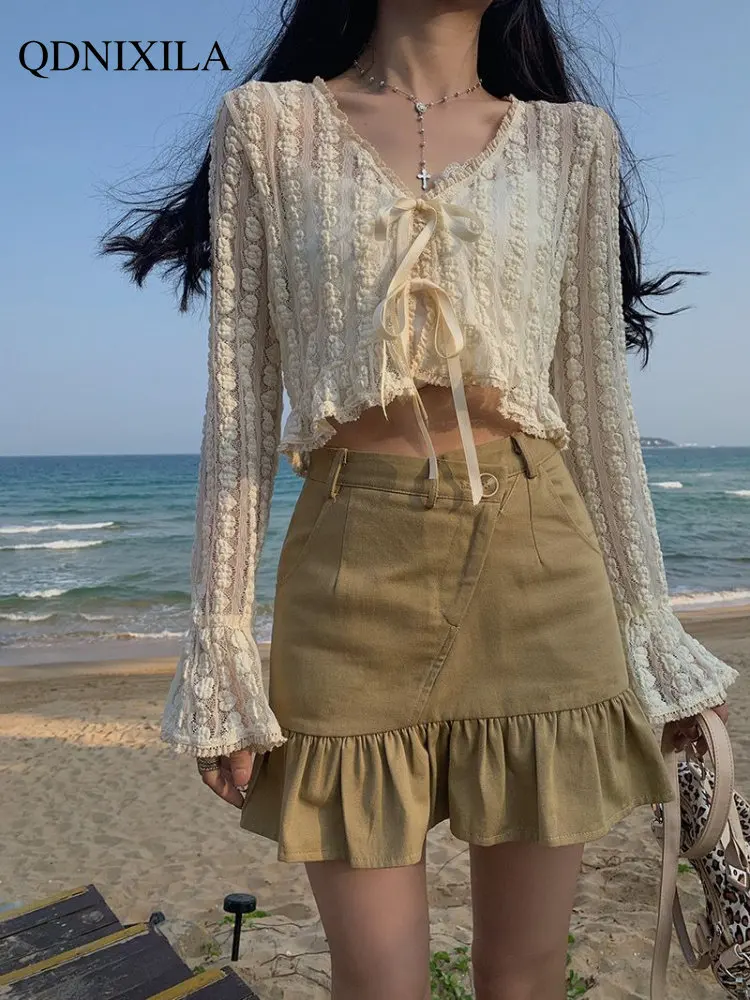 

New Outerwear Sweater Knitwears Summer Cardigan Women Short of Thin Sunscreen Shirt Coat Long Sleeve Korean Women's Clothes