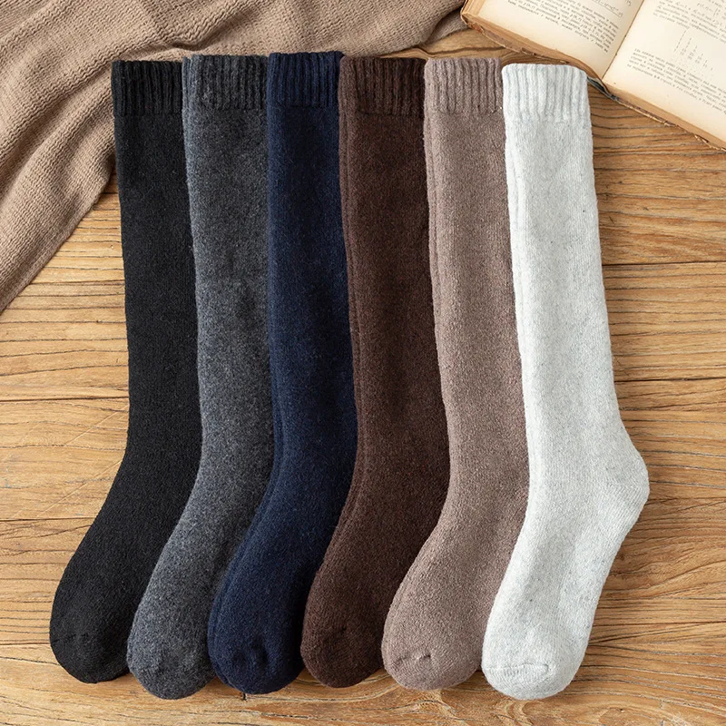 Winter new style men's and women's stockings high tube large wool calf socks plush thickened warm men's and women's terry towel