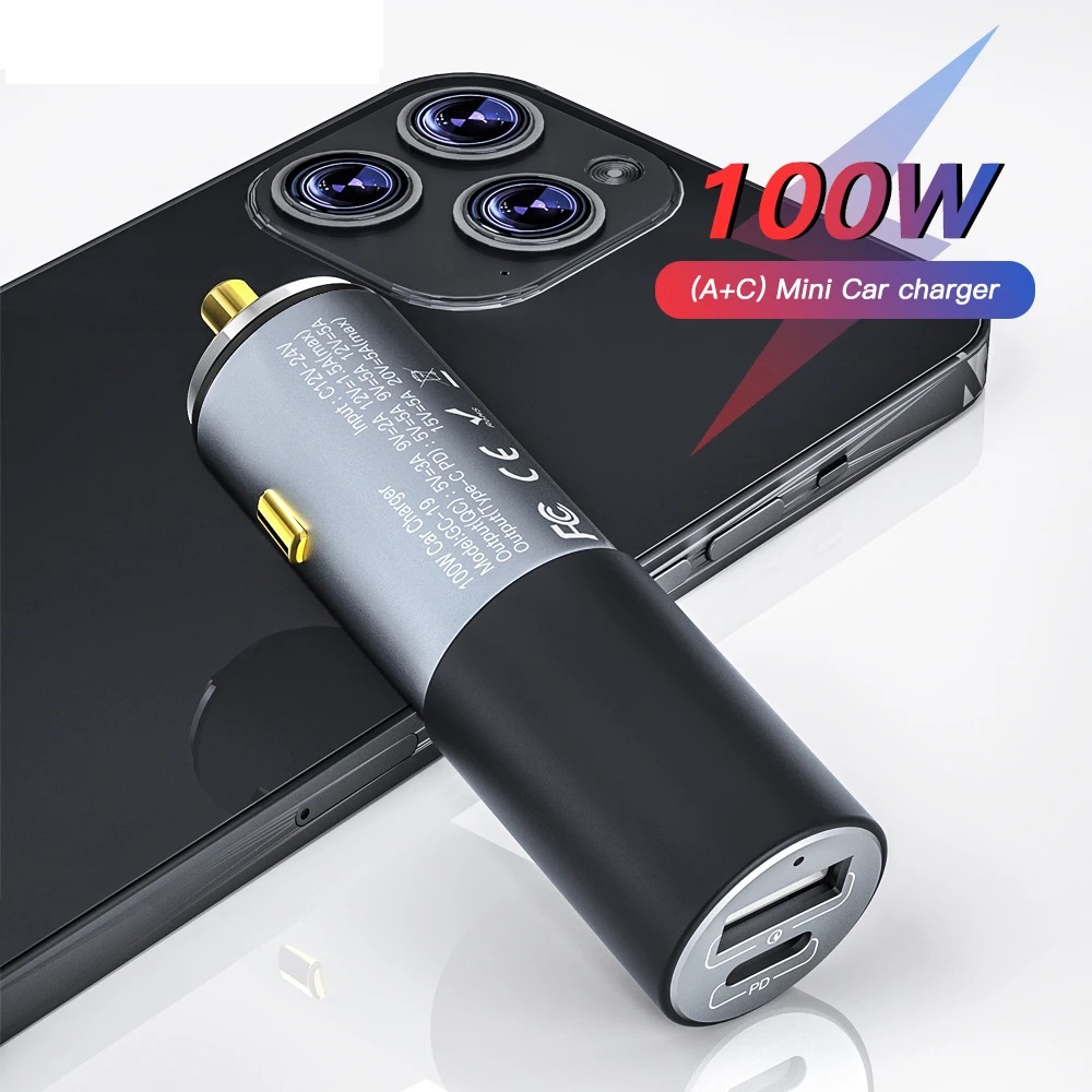Автомобильный прикуриватель Anchtek 100 Вт USB Type-C PD 2 порта QC3.0 быстрая зарядка