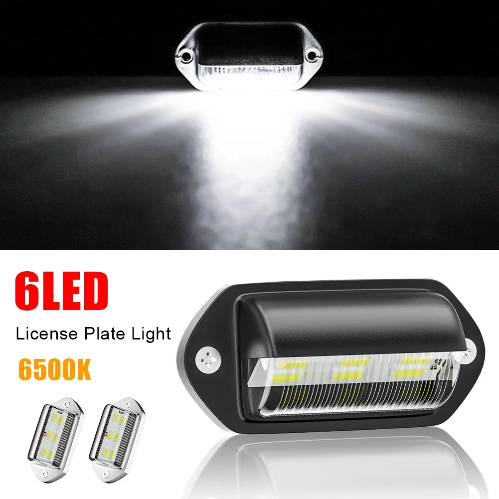

Universal 2pcs 6LED Car License Plate Lights 12-24V LED Side Marker White Warning Signal light for SUVs Trucks Trailers Buses