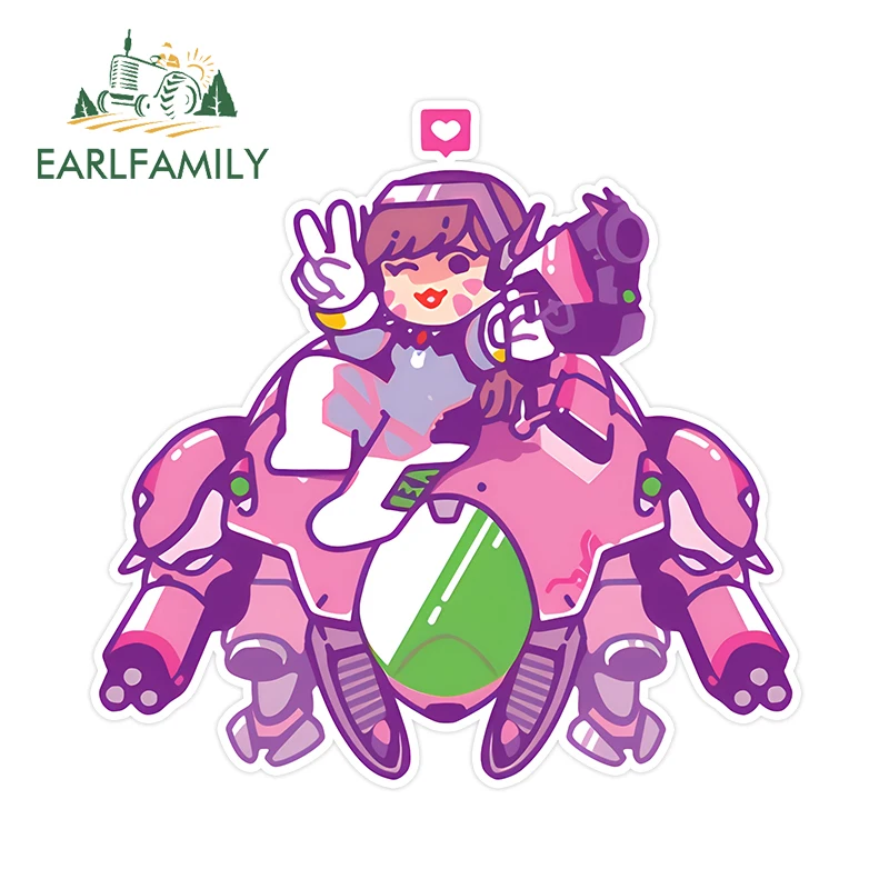 EARLFAMILY 13 см x 12 6 Dva робот Chibi автомобильные наклейки Overwatch игра школа JDM розовое