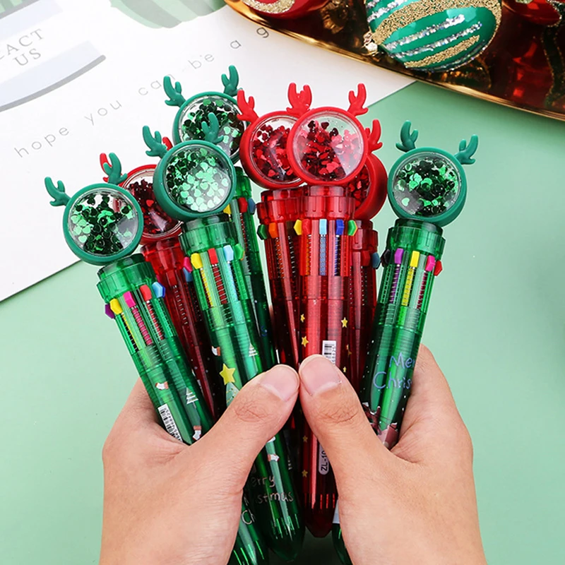 

Cartoon Colorful Pen Santa Claus Xmas Tree Deer Ballpoint Pen Merry Christmas Gifts Stationery Writing Tool Office School Supply