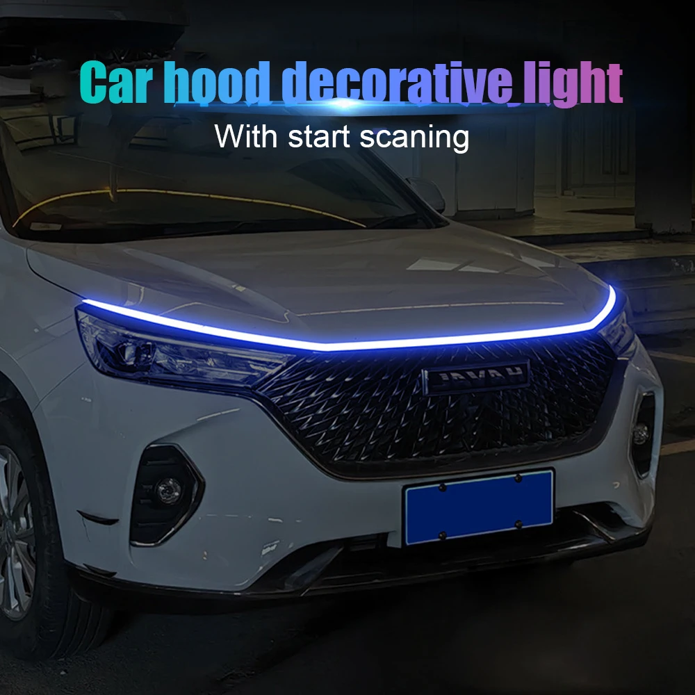 

OKEEN LED Car Hood Light Strips Dynamic With Start Scan Universal Car Decorative Atmosphere Ambient Lamps Daytime Running Lights