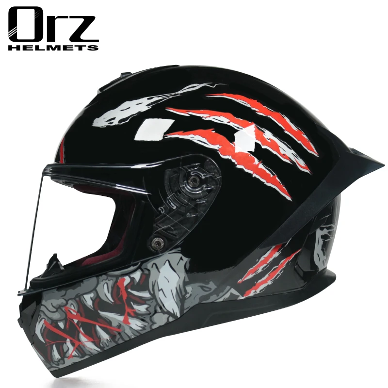 

ORZ motorcycle helmet off-road four seasons personality locomotive big tail full face helmet capacitor DOT CH