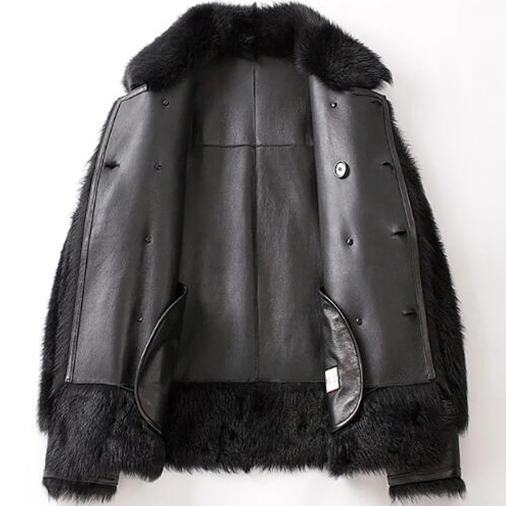 Denny&ampDora Black Shearling Jacket Tuscany Mens B3