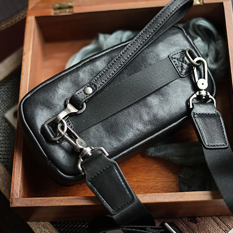 AETOO Кожаная нагрудная сумка мужская летняя для мобильного телефона маленькая