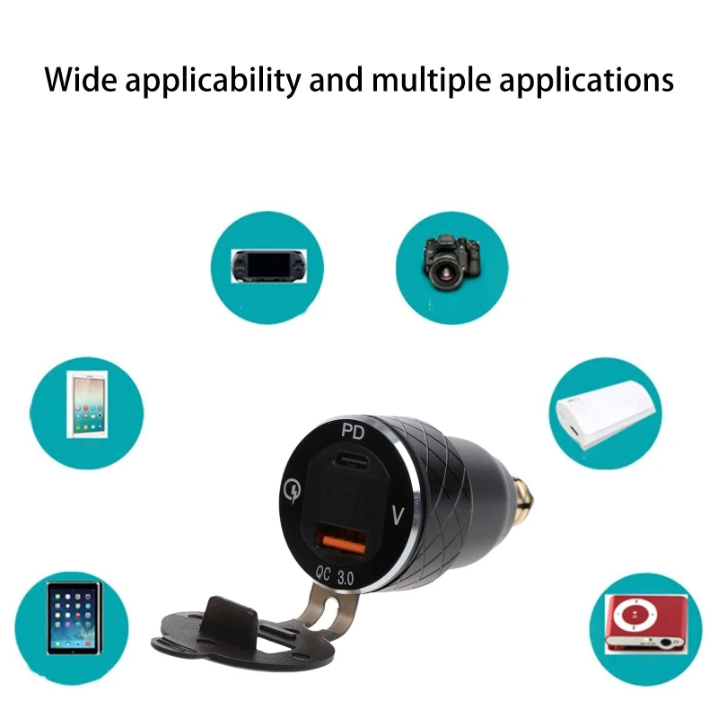 

12V-24V USB,Type-C Outlet QC3.0 USB Adapter Power Socket forDucati E8BE
