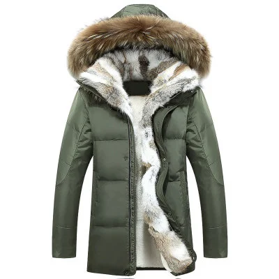 winter Men 2023 and women duck down jacket men's coat parkas warm Rabbit fur collar Hooded Warm Down Coat Male Parkas men