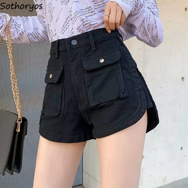 

Shorts Women Denim Daily Simple Comfortable All-match Solid Designer Students Leisure Korean Style Loose Basic Summer Fashion
