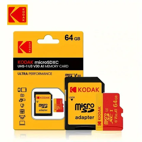 Kodak High Speed ​ ​ Карта Micro SD U3 класса 10, до 100 МБ/с, карта памяти TF с адаптером — доступна в 32 ГБ, 64 ГБ и 128 ГБ