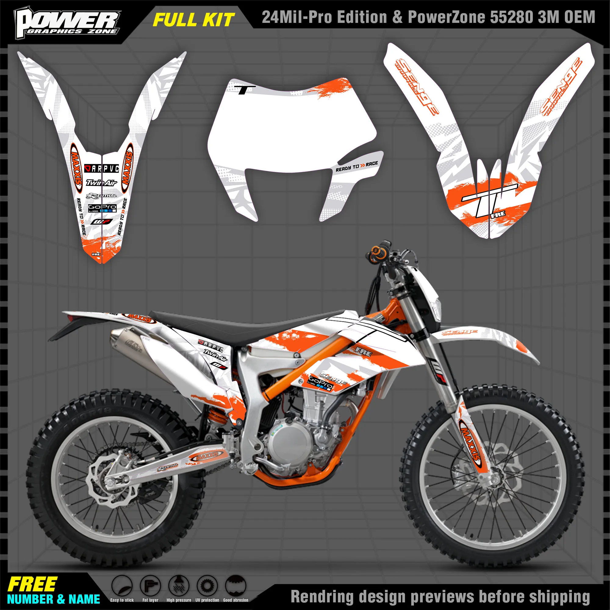 

PowerZone Custom Team Graphics Backgrounds Decals 3M Stickers Kit For KTM 12-17 18-21 FREERIDE 250 300 002