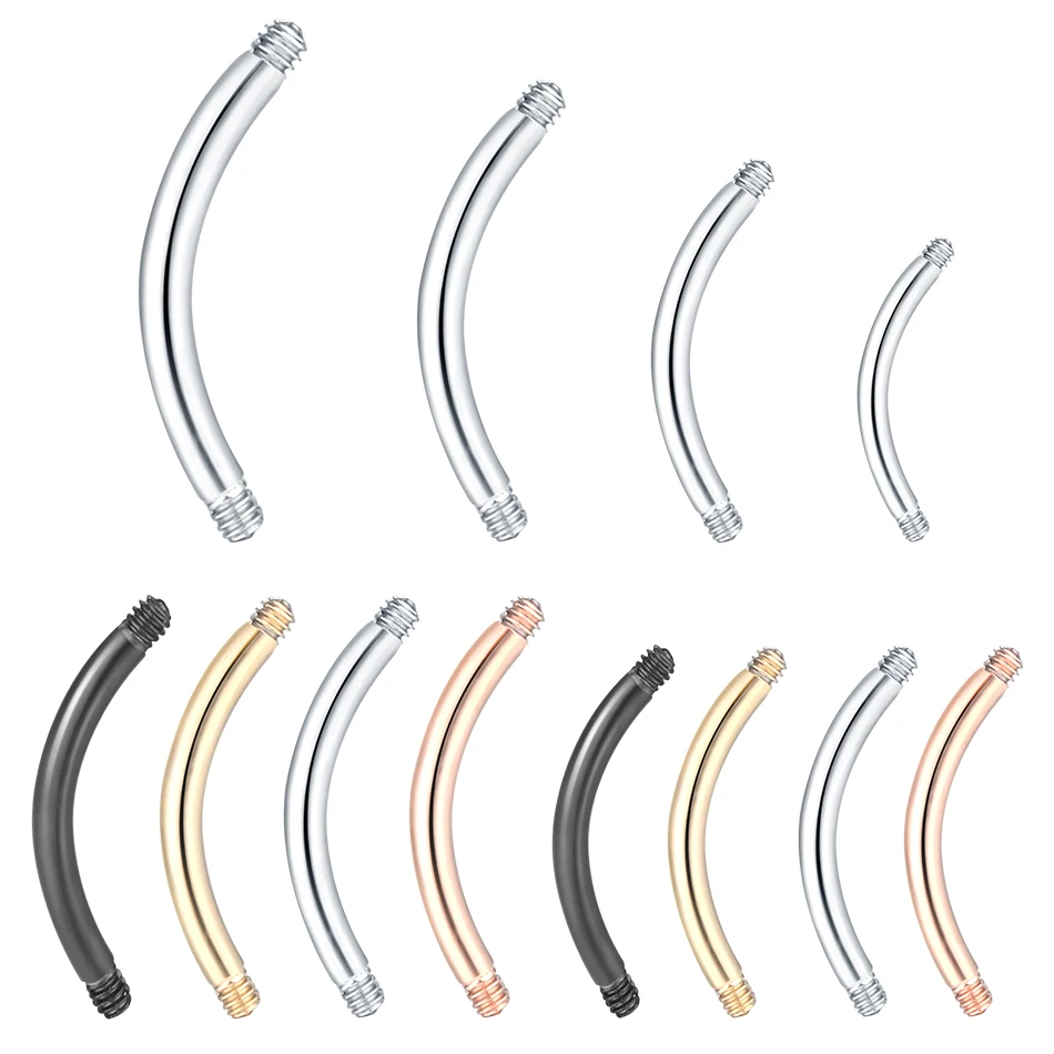 

100pcs/lot Steel Curved Bar Parts For Belly Navel Ring Eyebrow Bar Post Piercing Jewelry Replacement Accessories Length 6mm-16mm