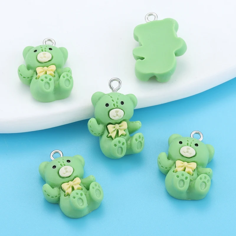20 шт. 5 цветов подвески из смолы с медведем каваи мультяшные животные для серег